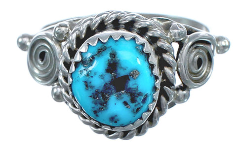 Navajo Genuine Twisted Sterling Silver Turquoise Ring Size 7 BX119294